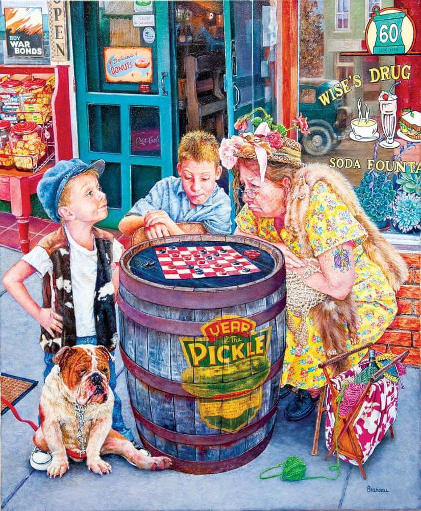 SunsOut Puzzle 1000 dílků Susan Brabeau - Playing Checkers - obrázek 1