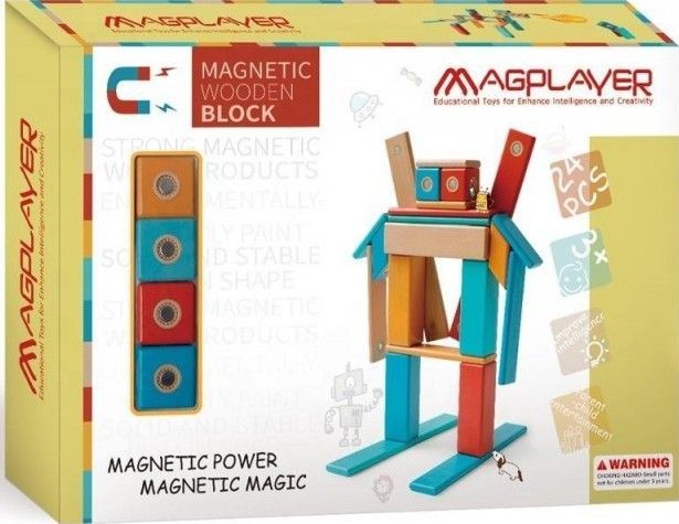 MAGPLAYER Magplayer dřevěná magnetická stavebnice 24 ks - obrázek 1