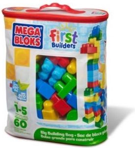 MEGA BLOKS Mega - Kostky v plastovém pytli, first builder, 60dílů - obrázek 1
