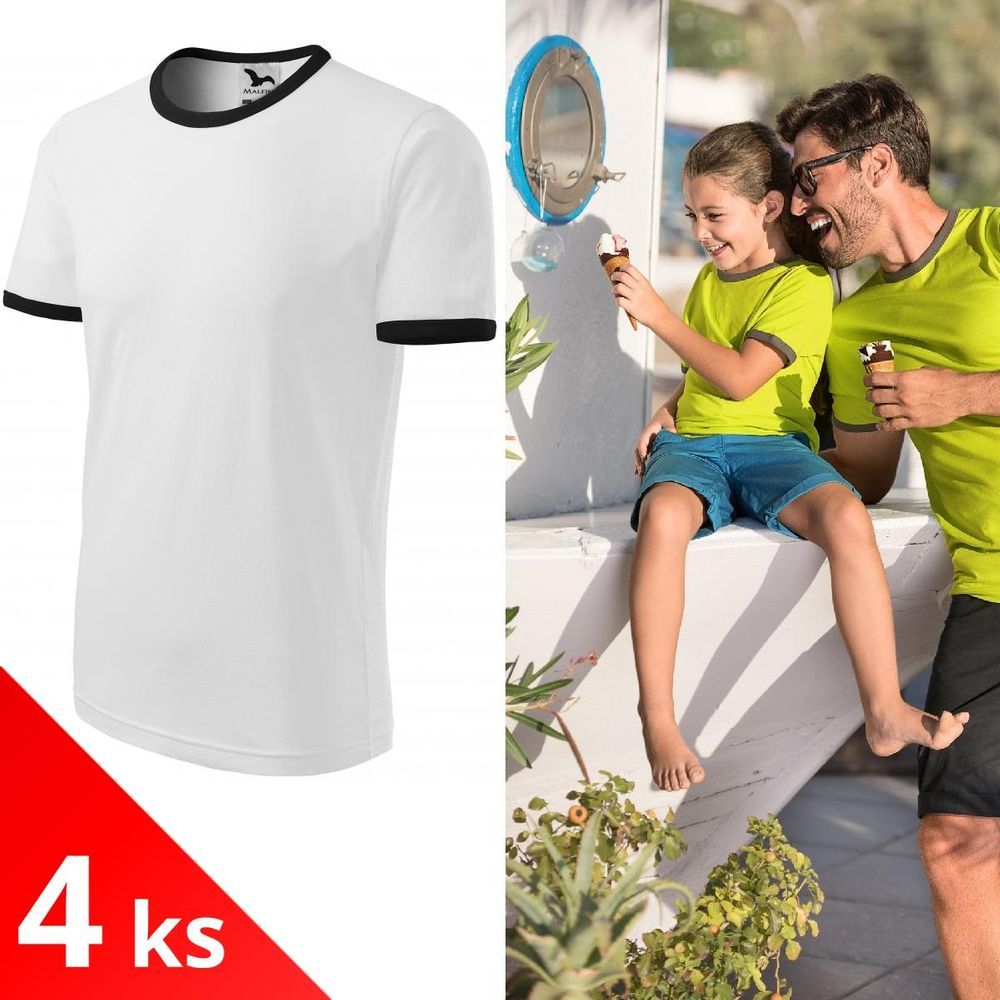 Malfini 4x Bílé Dětské tričko kontrastní - obrázek 1