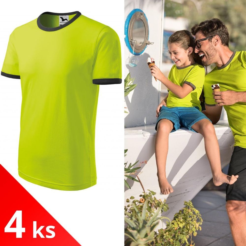 Malfini 4x Limetkové Dětské tričko kontrastní - obrázek 1