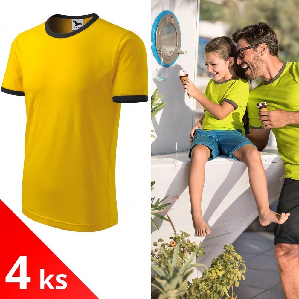 Malfini 4x Žluté Dětské tričko kontrastní - obrázek 1