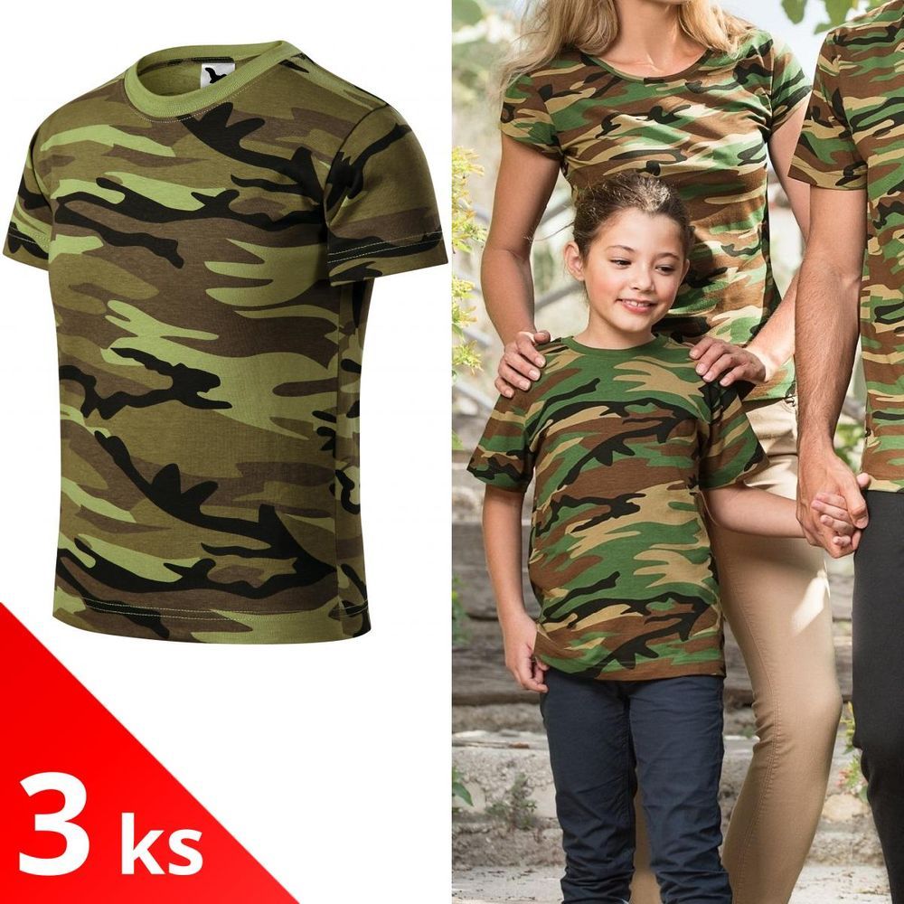 Malfini 3x Camouflge green Dětské tričko maskáčové - obrázek 1