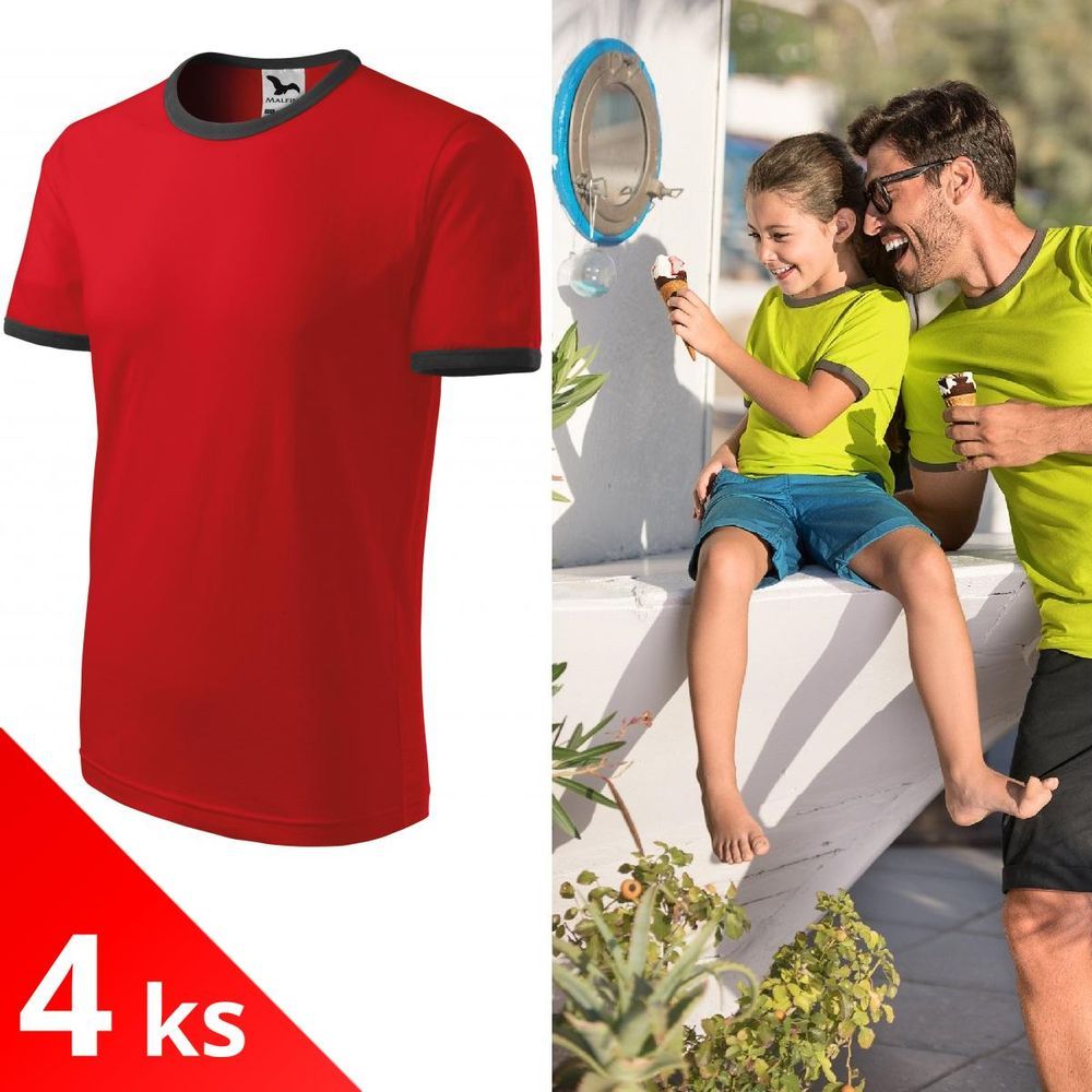 Malfini 4x Červené Dětské tričko kontrastní - obrázek 1
