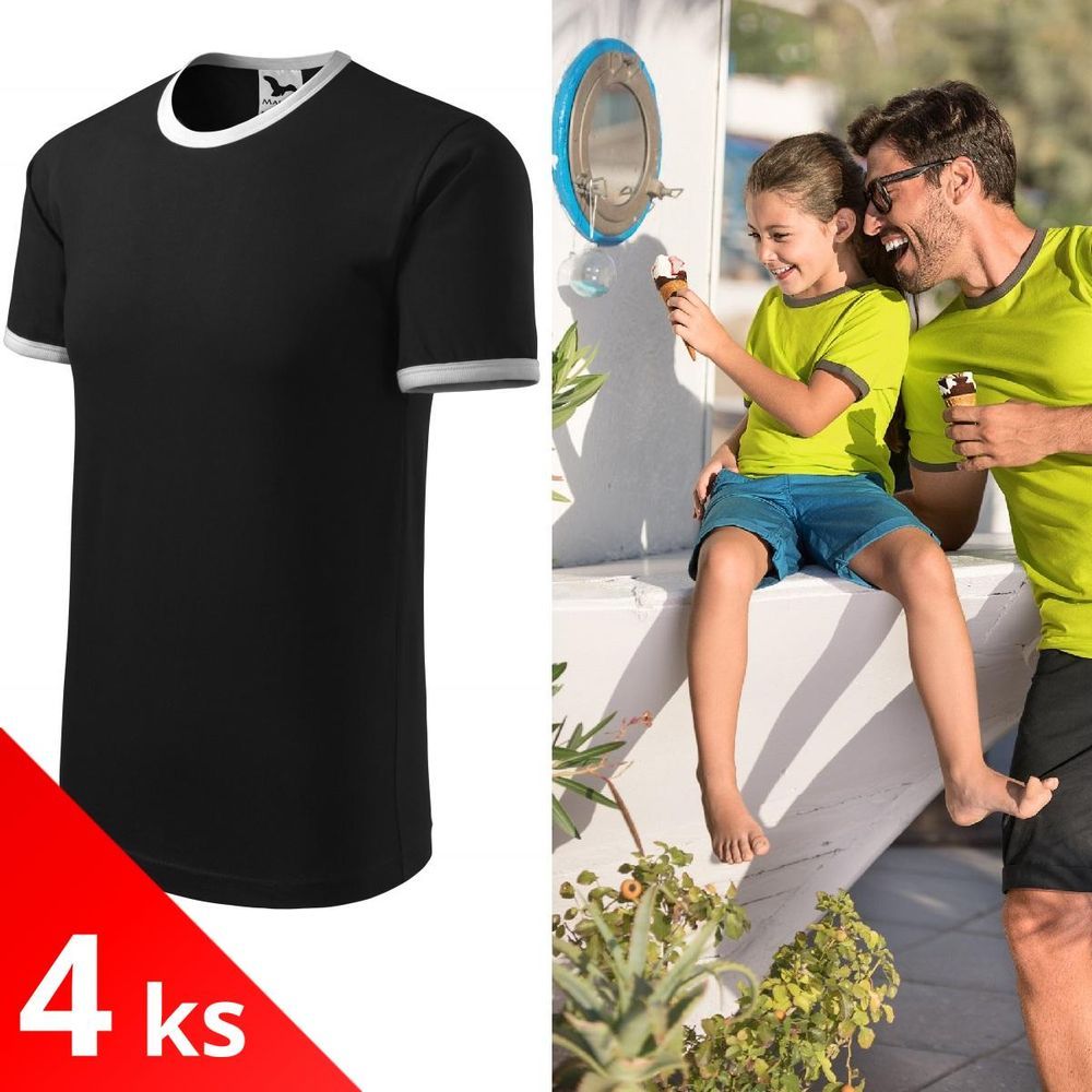 Malfini 4x Černé Dětské tričko kontrastní - obrázek 1