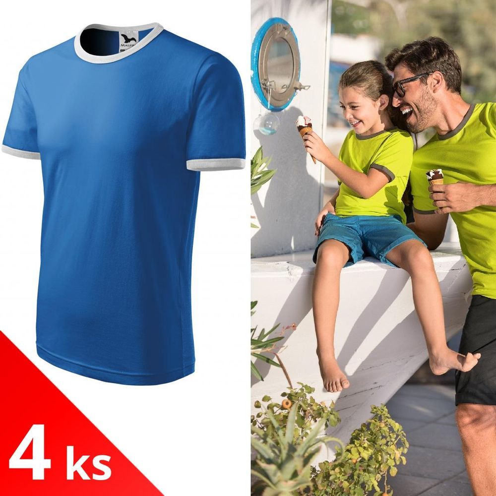 Malfini 4x Světlemodré Dětské tričko kontrastní - obrázek 1