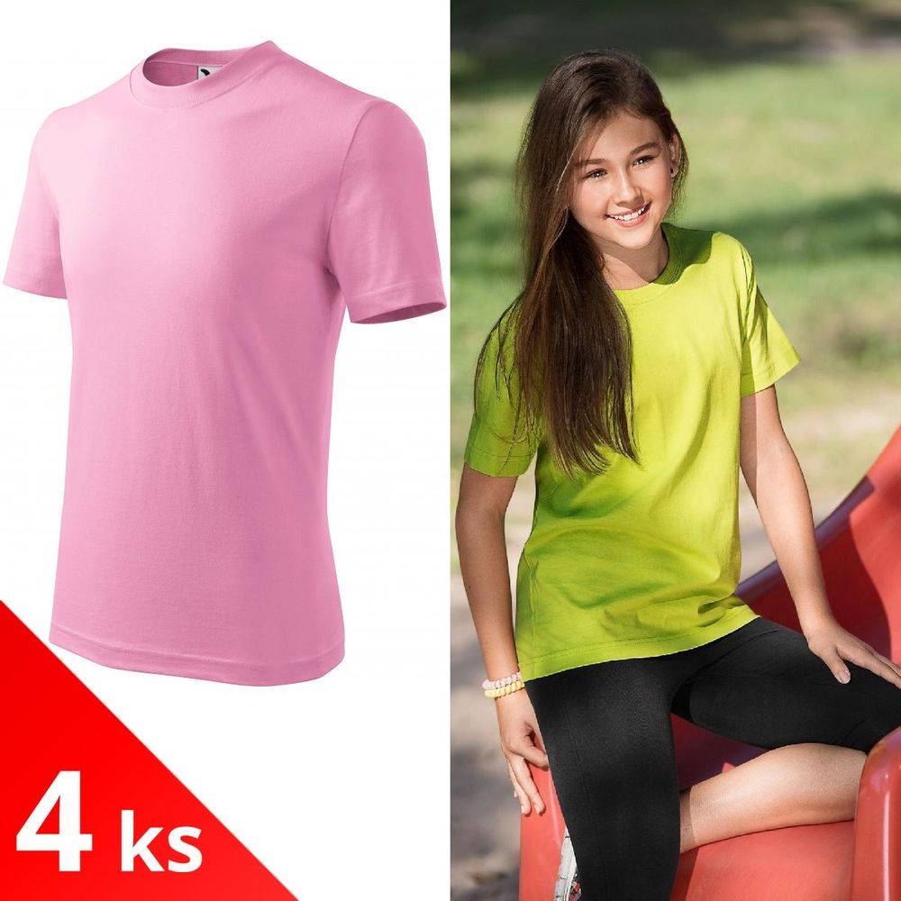 Malfini 4x Růžové Dětské tričko jednoduché - obrázek 1