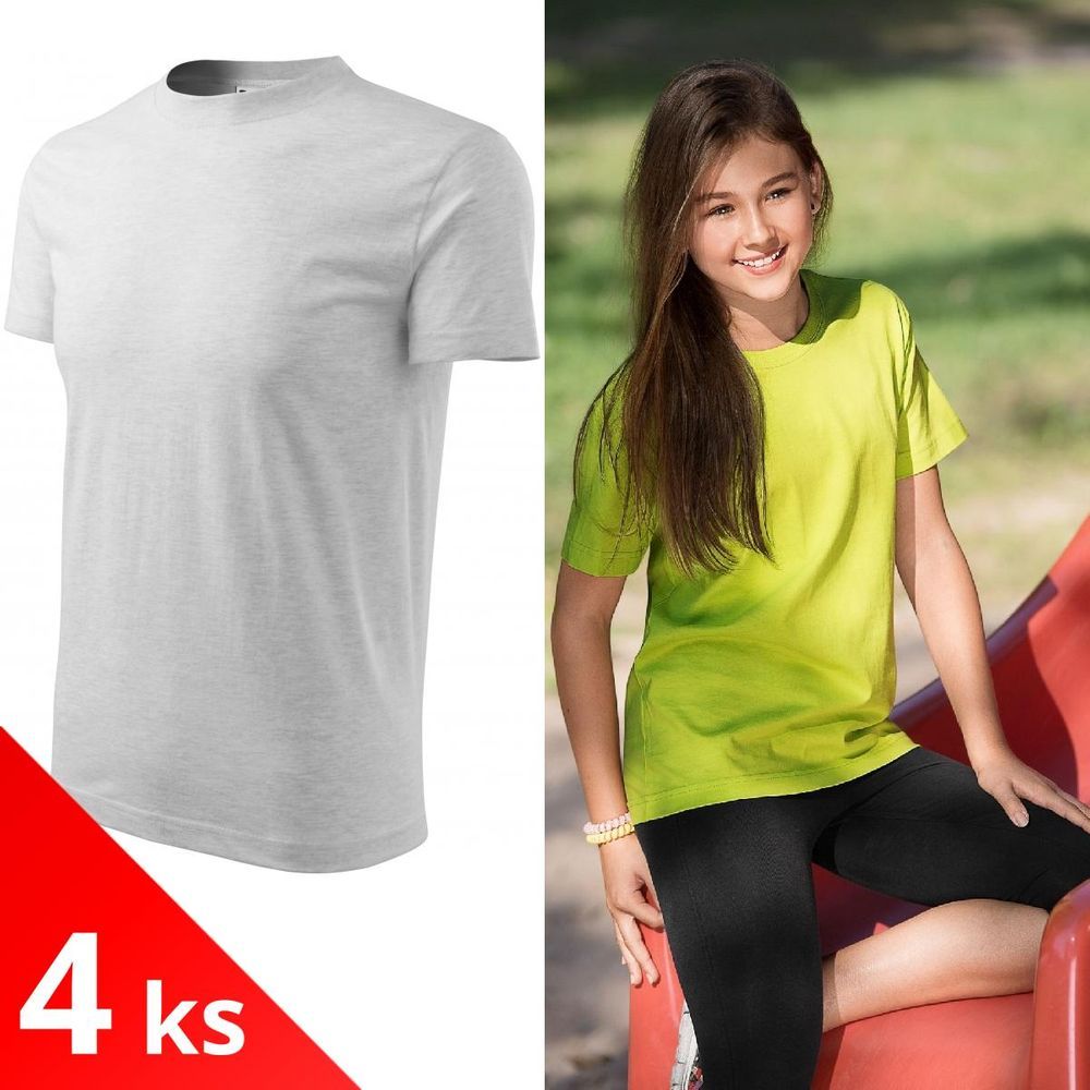 Malfini 4x Světlešedé melírové Dětské tričko jednoduché - obrázek 1