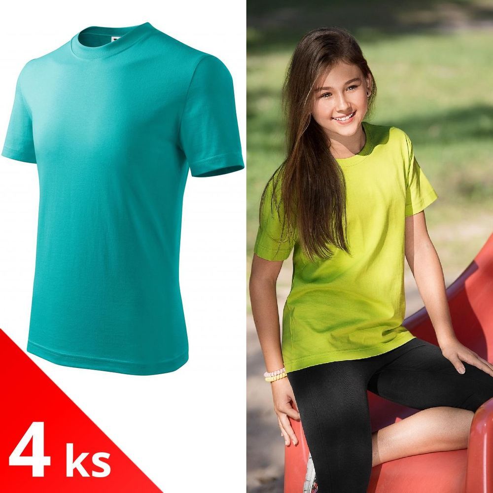 Malfini 4x Smaragdově zelené Dětské tričko jednoduché - obrázek 1