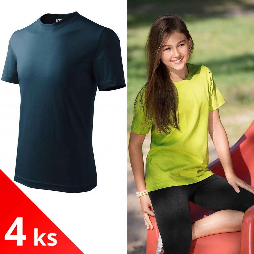 Malfini 4x Tmavomodré Dětské tričko jednoduché - obrázek 1