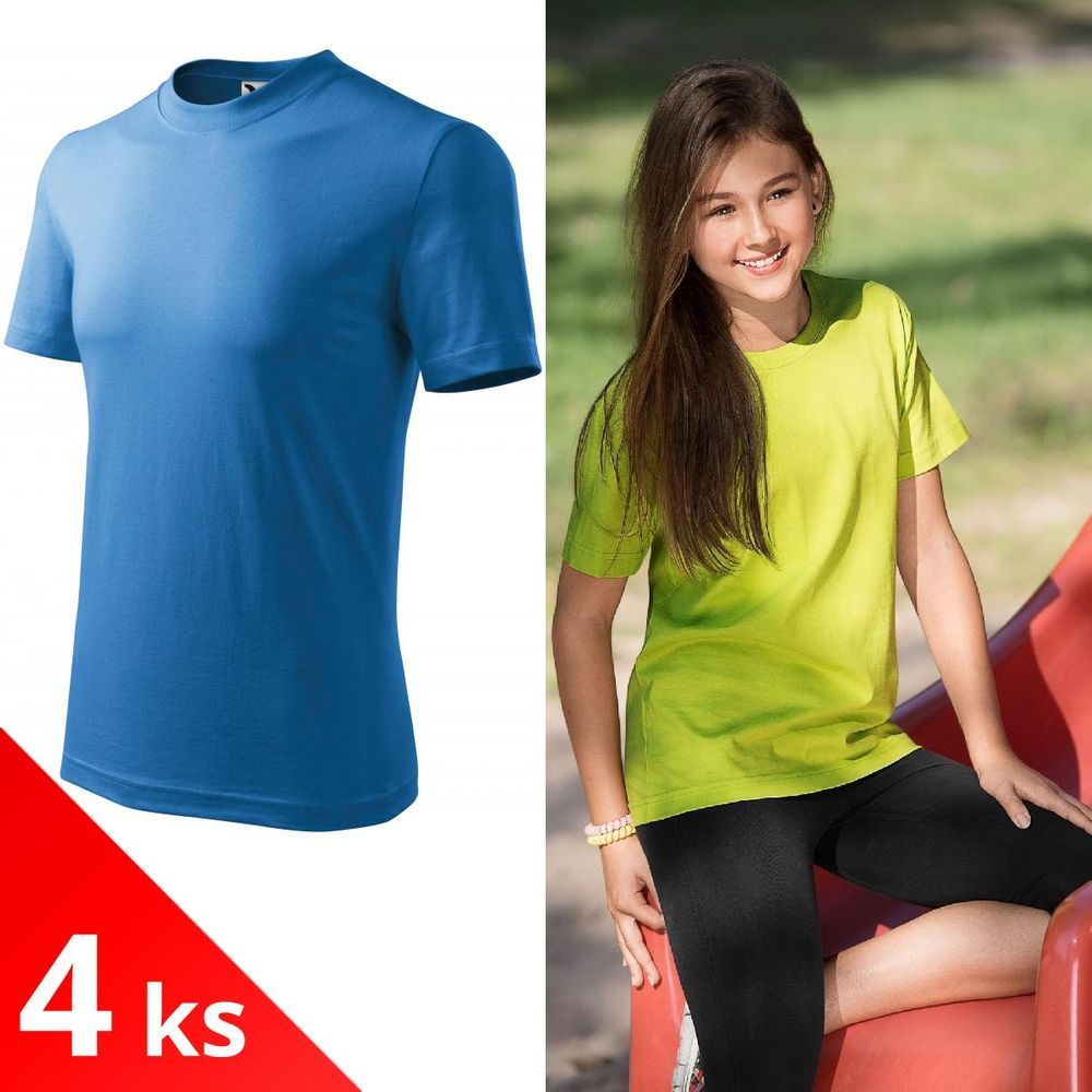Malfini 4x Světlemodré Dětské tričko jednoduché - obrázek 1