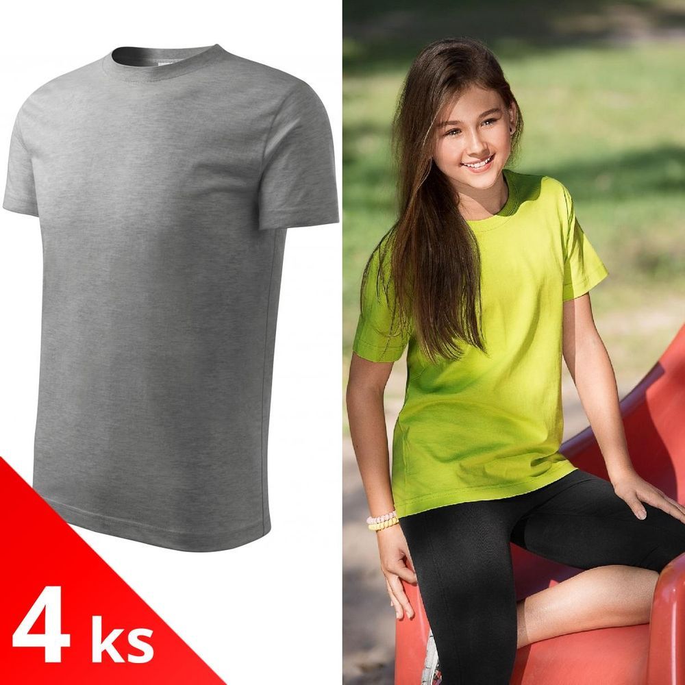 Malfini 4x Tmavěšedé melírové Dětské tričko jednoduché - obrázek 1