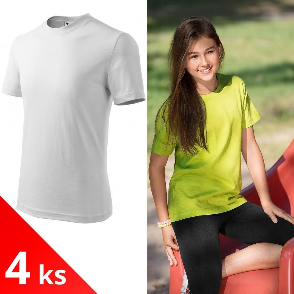 Malfini 4x Bílé Dětské tričko jednoduché - obrázek 1