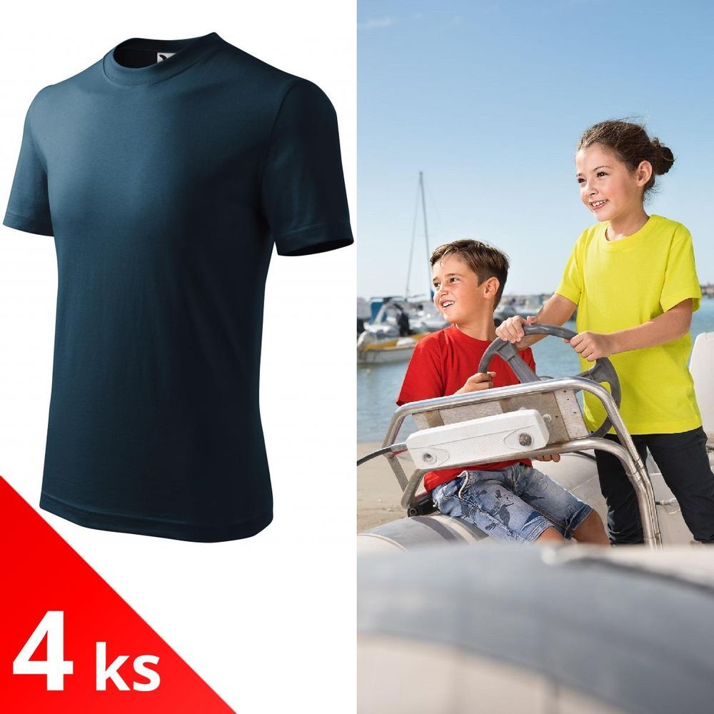 Malfini 4x Tmavomodré Dětské tričko klasické - obrázek 1