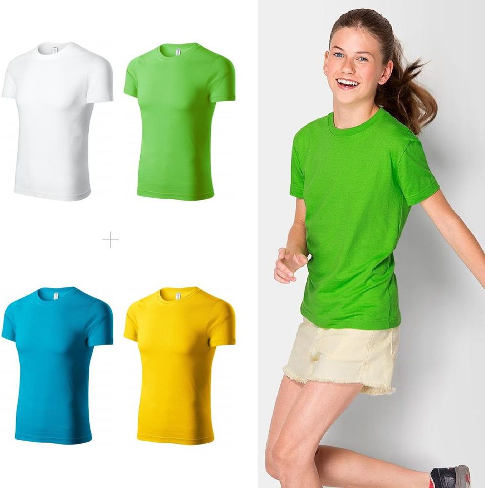 Piccolio 4x Dětské lehké tričko (Bílé + Apple green + Tyrkysové + Žluté) - obrázek 1