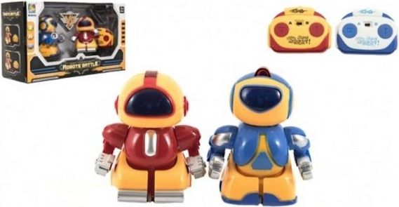 Teddies Mini roboti bojovníci RC 2ks plast 8cm na baterie se světlem v krabičce 24,5x14x9cm - obrázek 1