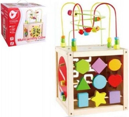 Teddies Edukační kostka MAXI dřevo 30x30cm labyrint - obrázek 1
