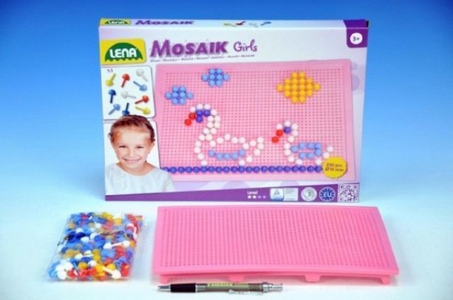 LENA Mozaika pro holky klobouček 1cm 200ks - obrázek 1