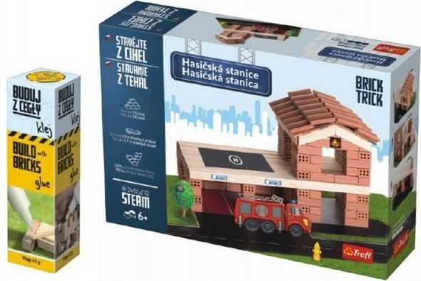 Trefl Pack Stavějte z cihel Hasičská stanice stavebnice Brick Trick + lepidlo - obrázek 1