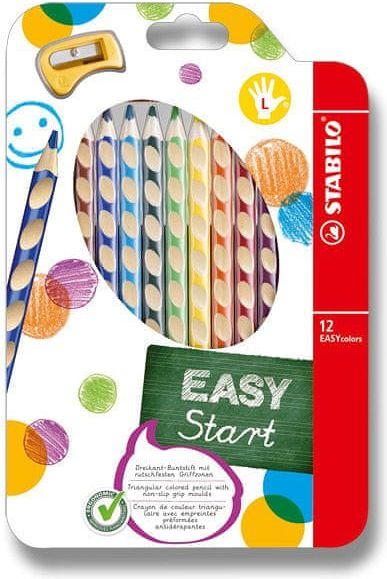 Stabilo Pastelky EASYcolors trojhranné pro leváky 12 ks + ořezávátko - obrázek 1