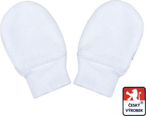 Kojenecké bavlněné rukavičky, pro miminko, Dětský svět, bílé - obrázek 1