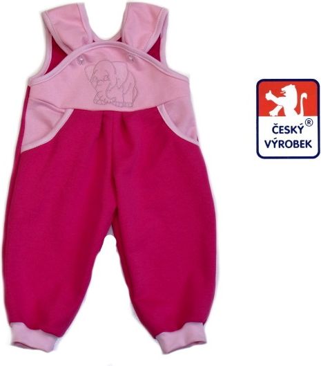 Dětské tepláčky zahradníčky Dětský svět, růžové se slonem - obrázek 1