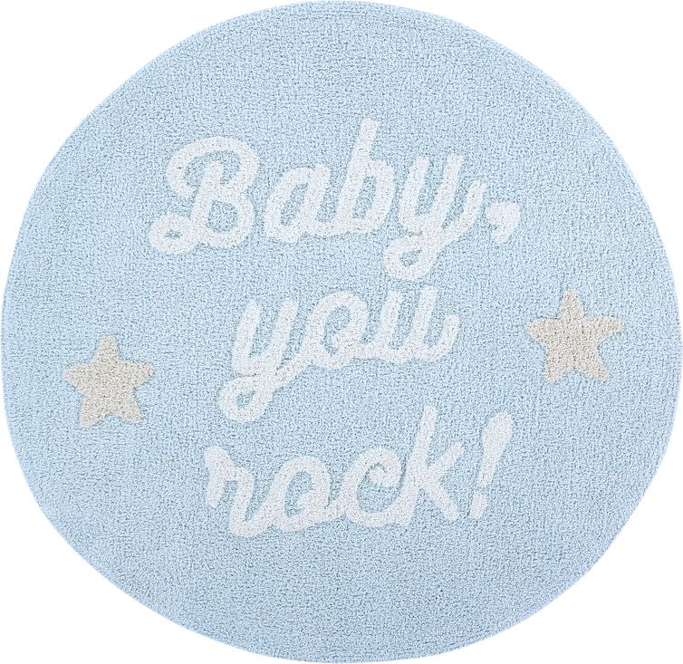 Koberec Ourbaby Baby, you rock ! 30264-0 kruh průměr 120 cm bílá modrá - obrázek 7