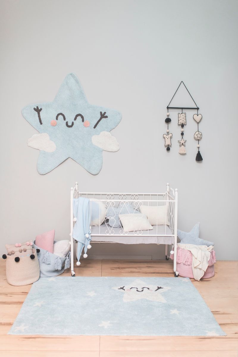 Koberec Ourbaby Happy Stars 30262-0 obdélník 120x160 cm bílá modrá - obrázek 2