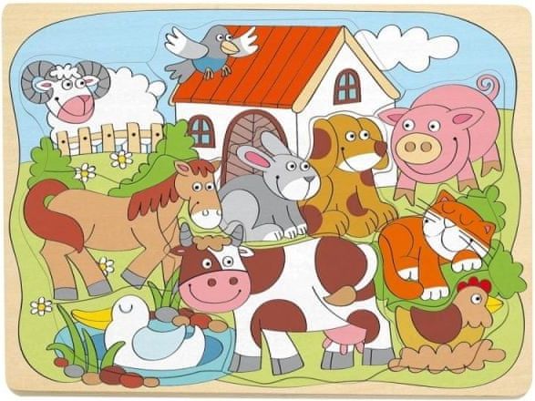 Woody Puzzle na desce "Domácí veselá zvířátka" - obrázek 1
