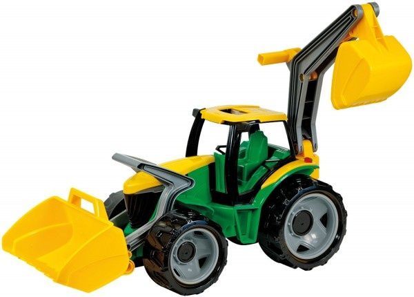 LENA Traktor se lžící a bagrem plast zeleno-žlutý 65cm v krabici od 3 let - obrázek 1