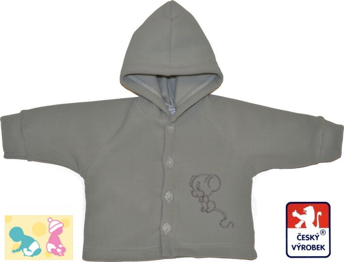 Kojenecká jarní fleece bundička Dětský svět šedá s Myškou - obrázek 1