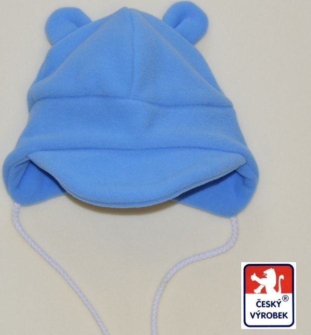 Dětská zimní čepička, Baby Fleece s ouškama, sv.modrá - obrázek 1