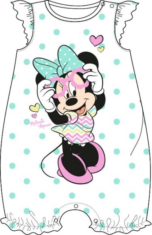 E plus M - Kojenecké / dívčí letní bavlněné dupačky / body Minnie Mouse - Disney - zelené - vel. 68 - obrázek 1