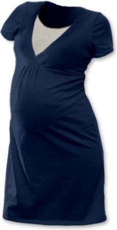 Těhotenská, kojící noční košile JOHANKA krátký rukáv - jeans, Velikosti těh. moda M/L - obrázek 1