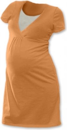 Těhotenská, kojící noční košile JOHANKA krátký rukáv - sv. oranžová, Velikosti těh. moda M/L - obrázek 1