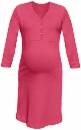 Těhotenská, kojící noční košile PAVLA 3/4 - lososově růžová - obrázek 1