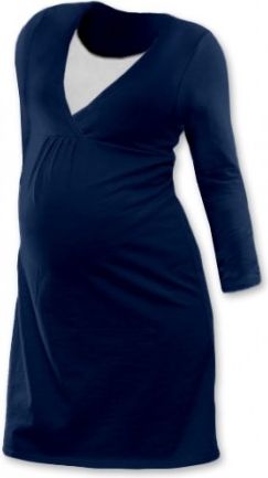Těhotenská, kojící noční košile JOHANKA dl. rukáv - jeans, Velikosti těh. moda M/L - obrázek 1