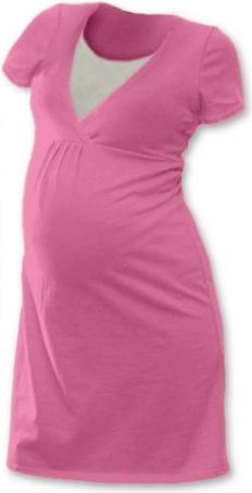 Těhotenská, kojící noční košile JOHANKA krátký rukáv - růžová - obrázek 1
