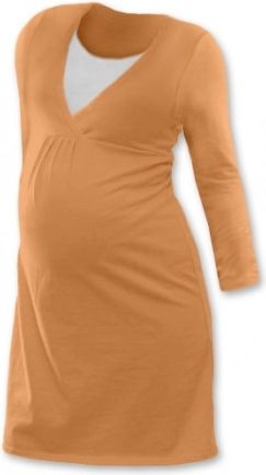 Těhotenská, kojící noční košile JOHANKA dl. rukáv - sv. oranžová, Velikosti těh. moda XXL/XXXL - obrázek 1