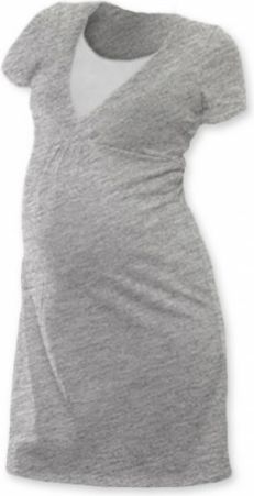 Těhotenská, kojící noční košile JOHANKA krátký rukáv - šedý melír, Velikosti těh. moda M/L - obrázek 1