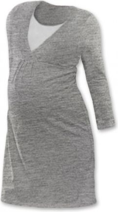 Těhotenská, kojící noční košile JOHANKA dl. rukáv - šedý melír, Velikosti těh. moda S/M - obrázek 1