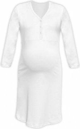 Těhotenská, kojící noční košile PAVLA 3/4 - bílá, Velikosti těh. moda L/XL - obrázek 1