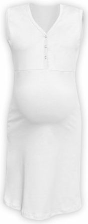 Těhotenská, kojící noční košile PAVLA bez rukávu - bílá, Velikosti těh. moda S/M - obrázek 1