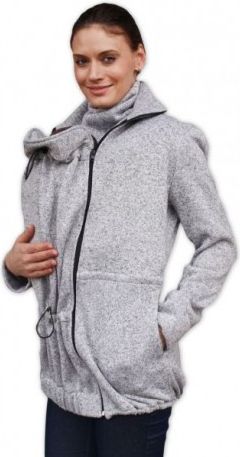 Nosící fleecová mikina - pro nošení dítěte v předu i vzadu na těle - šedý melír, Velikosti těh. moda S/M - obrázek 1
