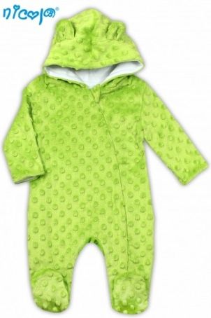 Kojenecká kombinéza/overálek Nicol, Bubble minky - zelená, vel. 56 - obrázek 1