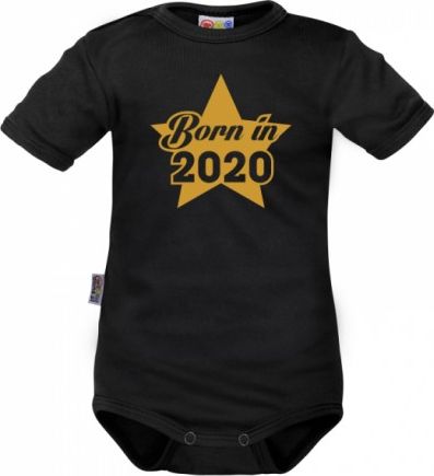 DEJNA Body krátký rukáv Born in 2020 - černé, Velikost koj. oblečení 68 (4-6m) - obrázek 1