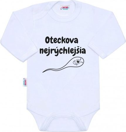Body s potiskem New Baby Oteckova najrýchlejšia, Bílá, 68 (4-6m) - obrázek 1
