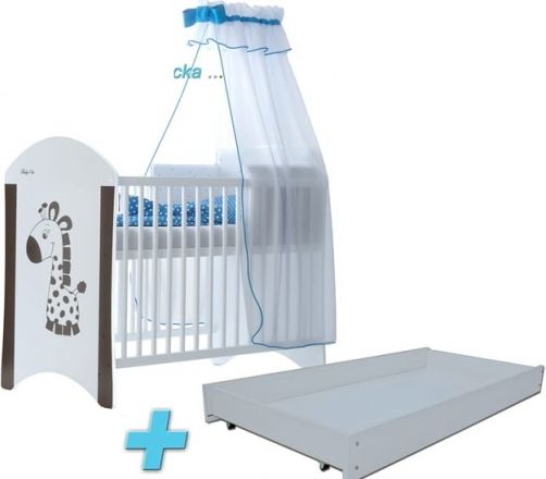 BabyBoo Dětská postýlka LUX s motivem Hnědá žirafka  + šuplík, 120 x 60 cm - obrázek 1