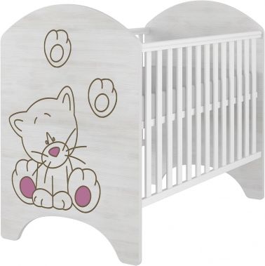 BabyBoo Dětská postýlka LUX s výřezem KOČIČKA růžová 120x60cm - obrázek 1