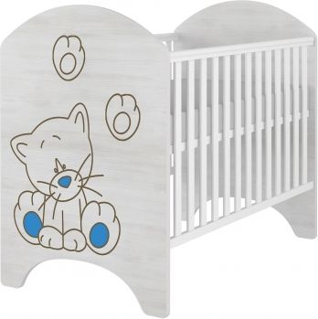 BabyBoo Dětská postýlka LUX s výřezem KOČIČKA modrá 120x60cm - obrázek 1